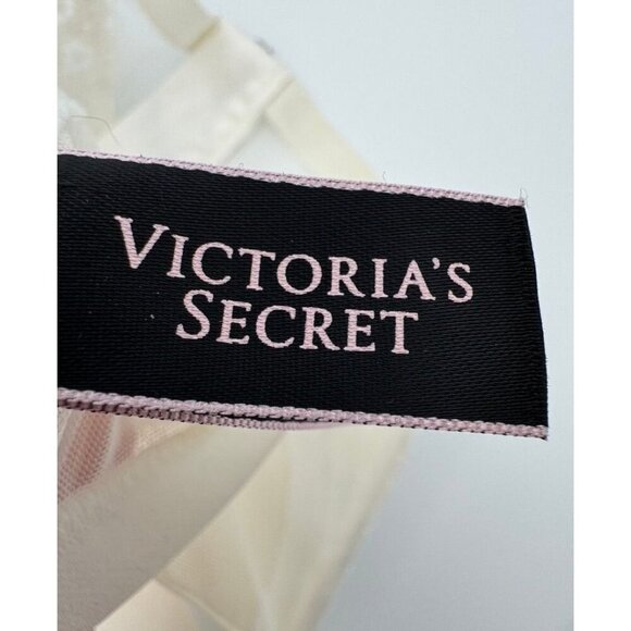 Victoria's Secret Lined Demi Bra Lace Bustier Ivory Silver Metallic Women's 34B - Picture 5 of 7